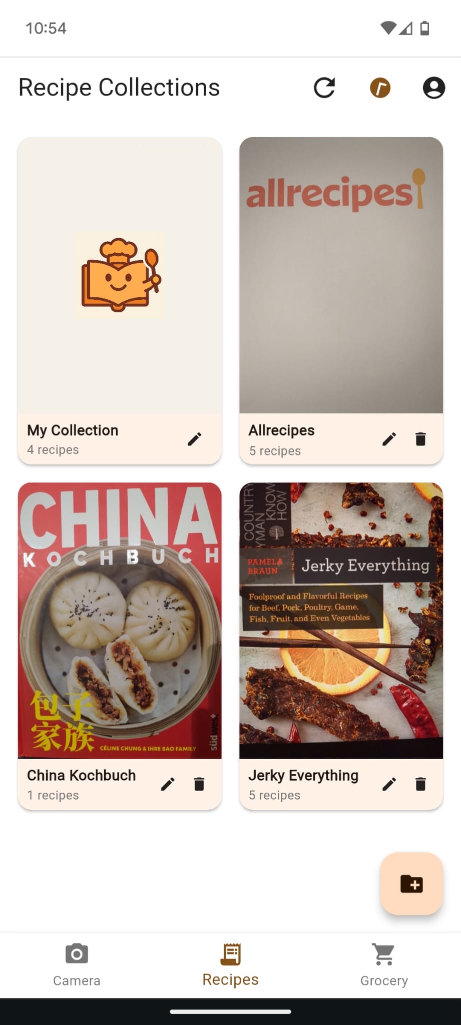 Recipe collections feature