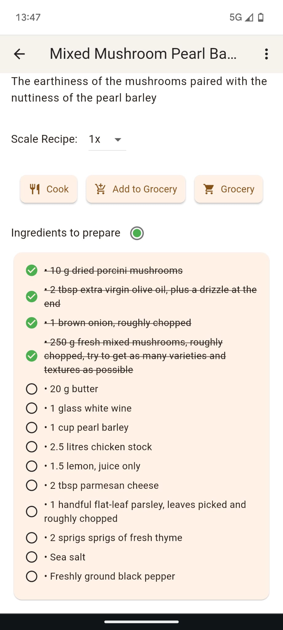 Ingredient preparation tracking