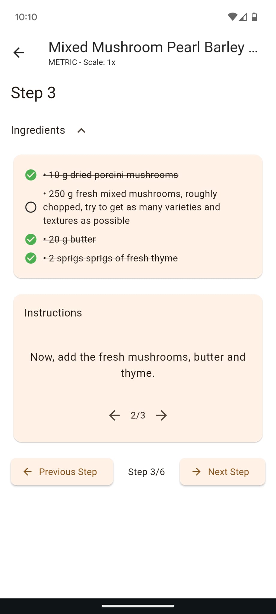 Step-by-step cooking guide